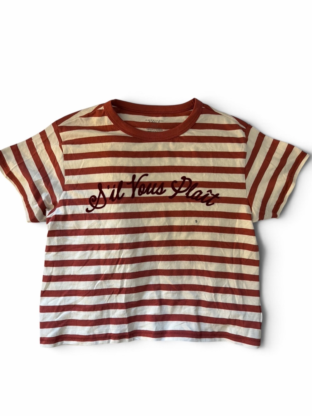 American Eagle Ex-Boyfriend Red Stripe Graphic Tee NWOT